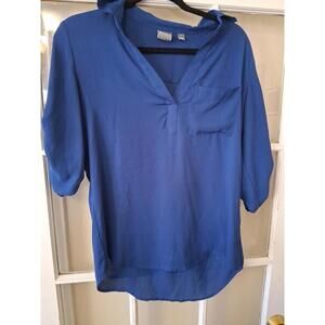 Soho New York Company Top Womens Small Blue Long Sleeve Blouse G1